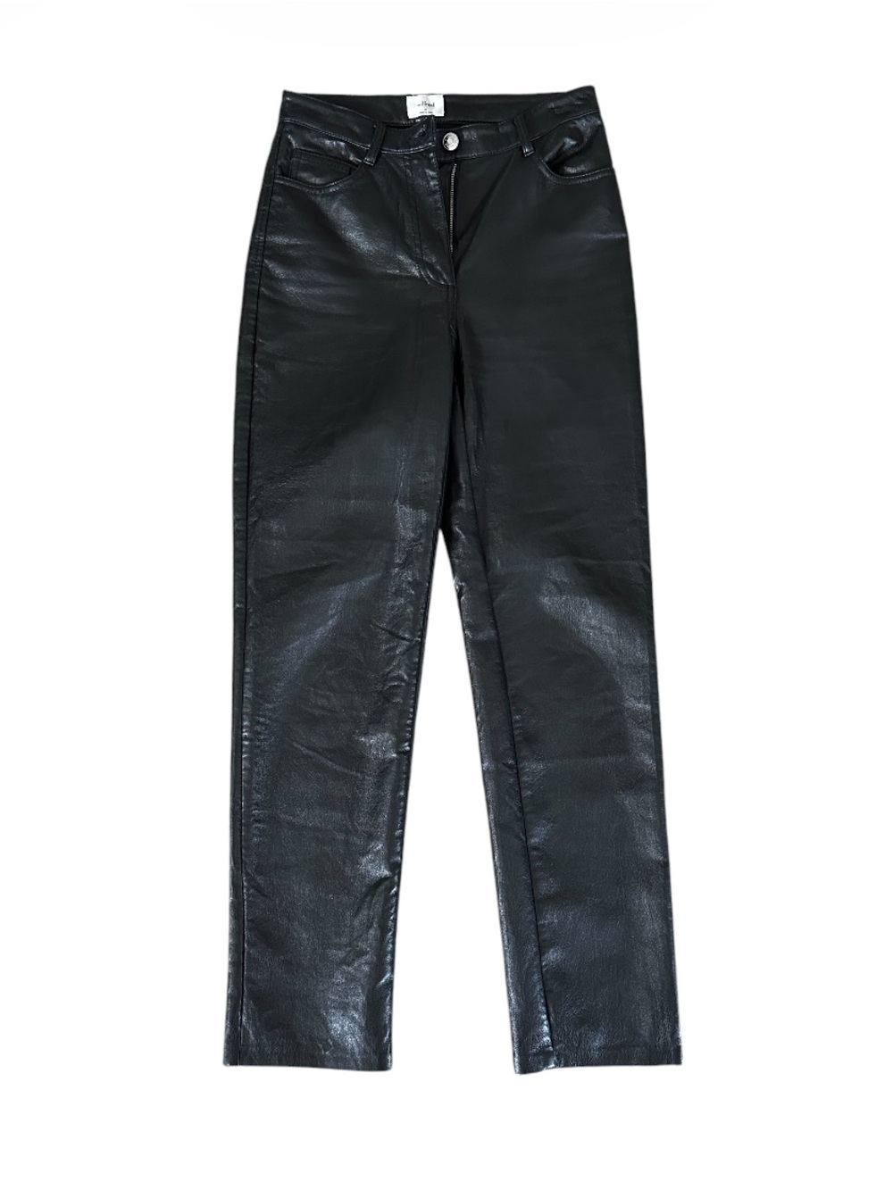 Aritzia Wilfred Melina Black Faux Leather Straight Leg Pants